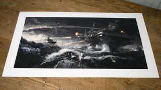 Aircraft Carrier in Naval Battle (Art Print)