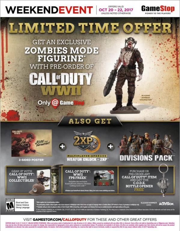 GameStop - Pre-order Call of Duty WW2 in store this weekend to bring home a Nazi  zombie while supplies last