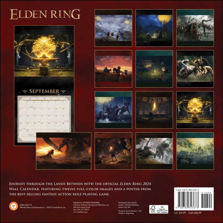 Elden Ring 2024 Wall Calendar Elden Ring Video Game Junk