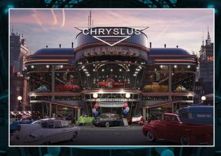 Chryslus Dealership Dusk Lithograph