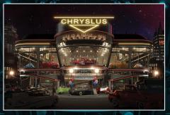 Chryslus Dealership Night Lithograph