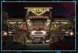 Chryslus Dealership Night Lithograph