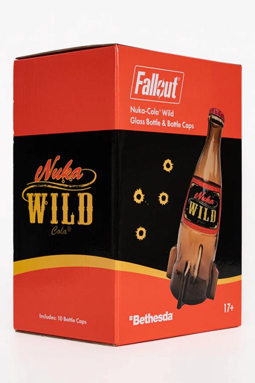 Fallout Nuka Cola Glass Bottle + 10 Bottle Caps Rocket Replica