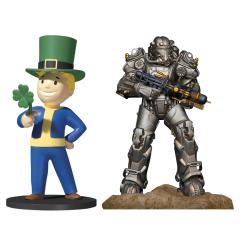 Vault Boy Luck & T-60 Tesla Power Armor 3" Mini Statue Set (Build-a-Figure)