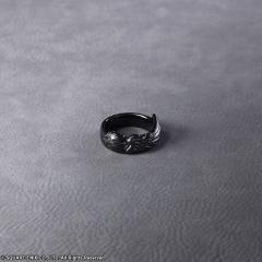 Sleeping Lion Heart Silver Ring (Black)