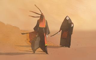 Masked Travelers (Art Print)