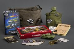 Churchill Mk. VII Tank, B-17 Flying Fortress, Canteen, Airborne Cricket Clicker, Satchel & Artwork