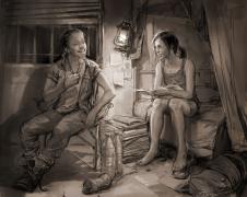 Riley & Ellie in Dorm Room (Art Print)