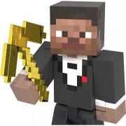 Gold-plated Pickaxe Tuxedo Steve 5.5" Figure (15th anniversary)