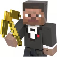 Gold-plated Pickaxe Tuxedo Steve 5.5" Figure (15th anniversary)