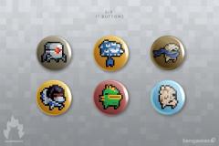 Robot, Eyes, Rebel, Rogue, Fish & Melting Button Set (exclusive)