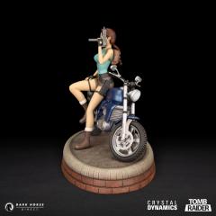 Lara Croft w/ Classic Motorbike 9" Statue