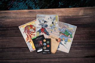 Wooden Box, Pins & Artwork